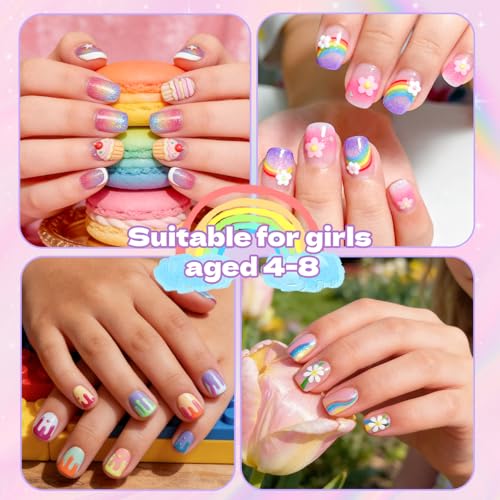 Krofaue Kids Fake Nails - Squared Half Matte Acrylic Nail Tips - color: 240 PCS Half Matte Squared Oval Kids Nail Tips