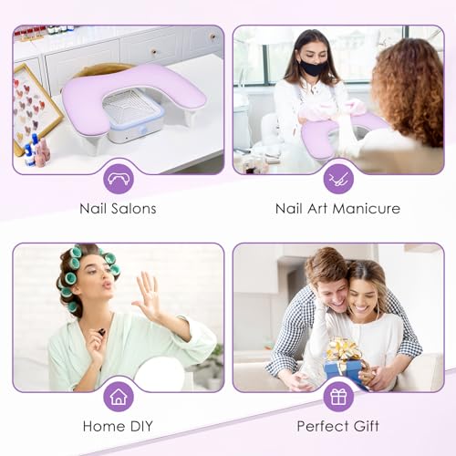 Big Arm Rest for Nails Tech, U-Shaped, for Acrylic Nails, Purple - color: 1nd Gen Purple