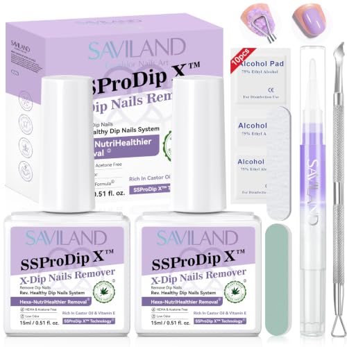 SAVILAND 2Pcs Easy Dip Powder Remover Liquids Nail File Tools, 15ml - size: 15ml*2