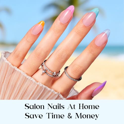 Beetles Press On Nails Kit - Medium Almond French Tip Nails Kit, 224 Pcs - color: A - Fruity French - Medium