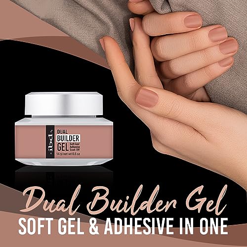 IBD Dual Builder Gel - Soft Gels and Adhesive Soak Off for Artificial Nail Extension, Professional Manicure Sculpting and Overlays, Warm Nude, 0.5 oz, 1 Pack - color: Warm Nude