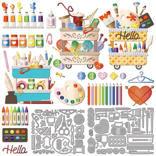 GLOBLELAND Painting Tool Cutting Dies Sewing Tool Metal Die Cuts Office Tools Cutting Embossing Templates for Scrapbooking Crafts Paper Cards Making - style: Painting Tools