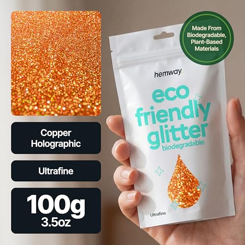 Hemway Biodegradable Glitter Copper Holographic 3.5oz Ultrafine - color: Copper Holographic, size: Ultrafine (1/128" 0.008" 0.2mm)
