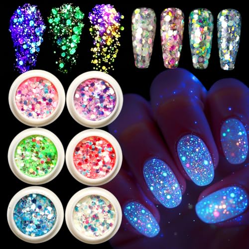Halloween Glow in the Dark Glitter Nail Art Sequins 3D Luminous Nail Flakes