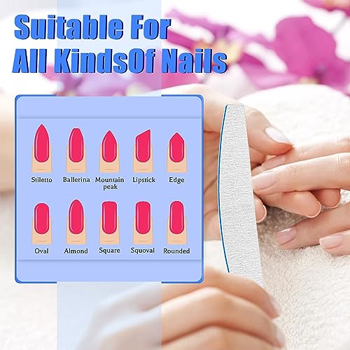 12 PCS Nail Files for Acrylic Nails, 80/80 Grit Nail File for Poly Nail Extension Gel Emery Boards Nail Files Doubled Sides Coarse Washable Nail File Manicure Tools for Home and Salon Use - size: 80/80 Grit False Nails （very rough）