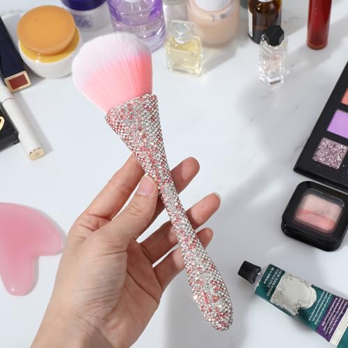 Ymapinc Pink Rhinestone Nail Duster Brush - Women Face Make Up Shiny