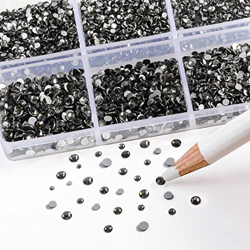 Beadsland Flatback Rhinestones, Black Diamond, 7200pcs Mixed 6 Sizes - color: Black Diamond
