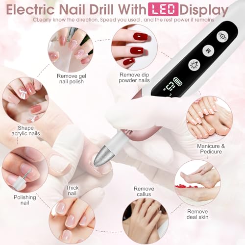 Hoxida Manicure Pedicure Kit, 9 Drill Bits Electric Nail File Set