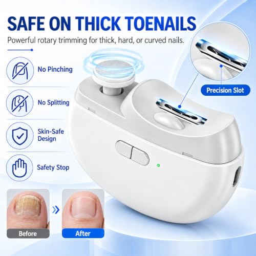 Electric Nail Clipper for Seniors, Automatic Nail Trimmer with LED Light - color: Purple