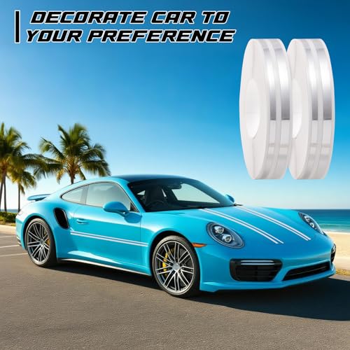 Spurtar Car Pinstripe Tape, 2 Rolls x 32Ft Gray Racing Stripes Automotive - color: gray