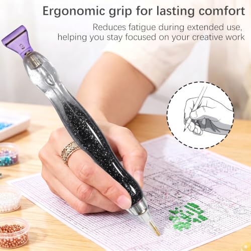 26 Piece 5D Ergonomic Diamond Art Painting Pens Kit,black - color: Black