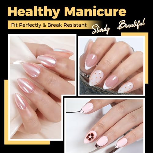 UNA GELLA Short Almond Nail Tips 240PCS Pre-Shape Gel Nail Tips