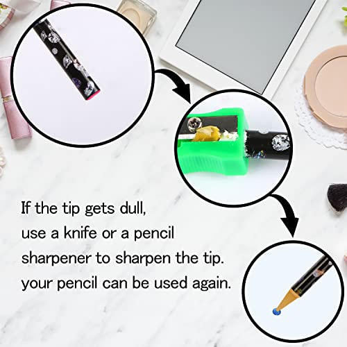 BENOSPACE 9 Pcs Diamond Painting Pen Rhinestone Picker Pencil Set Self Adhesive Nail Dotting Wax Pen with Pencil Sharpener Resin Point Drill Pens 5D Crystal Gem Pick up Tools DIY Nail Art Accessories