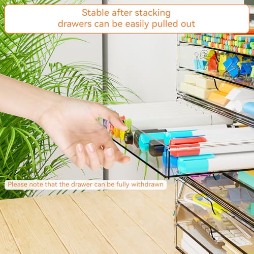 Yieach 11.1 Inch Long Clear Drawer Organizers Stackable,3 Pack Small Acrylic Drawers,School,Office Supplies Organizer And Storage Bins for Stationery,Marker,Pen,Pencil,Craft Desktop Storage Drawers - size: 9 Drawers-10.1 In Long