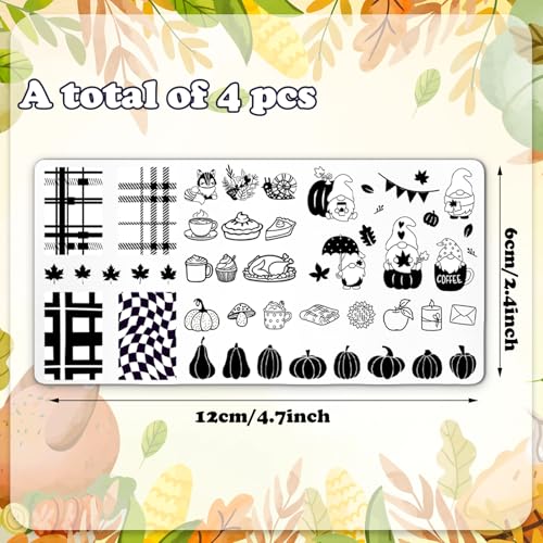 JarThenaAMCS Fall Nail Stamping Plates Set, Pumpkin Leaf Gnome - style: Fall