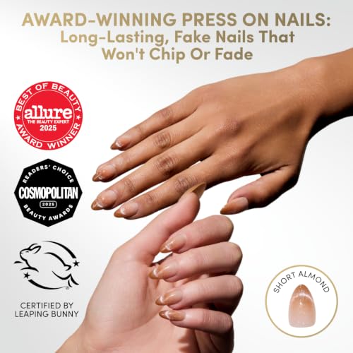 Glamnetic Press On Nails - Short Almond, Glossy Fake Nails 30 Pc Full Kit - color: Earned Not Given