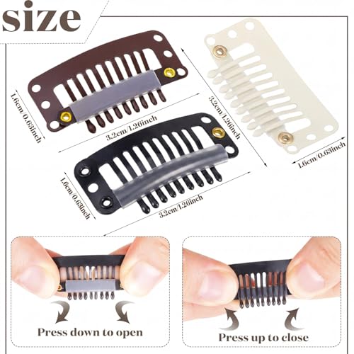 WILLBOND 30 Pcs Wig Clips Hair Extensions, 9-Teeth 32 Mm, Multiple Colors - color: Multiple Colors
