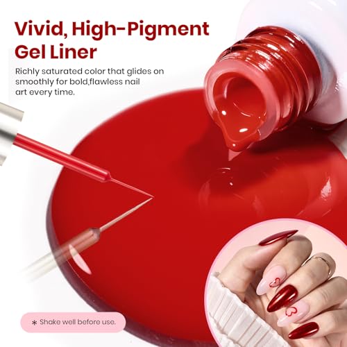 Beetles Red Gel Liner Nail Polish 7ml French Tip Gel Nail Polish - color: C - Red-1-2