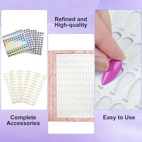 320 Nail Swatch Book with 480 False Tips & 1-400 Number Stickers, Pink