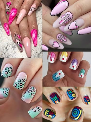 Kalolary 3D Nail Art Pens Set 12 Color Nail Art Marker Graffiti Dotting Pen - color: A