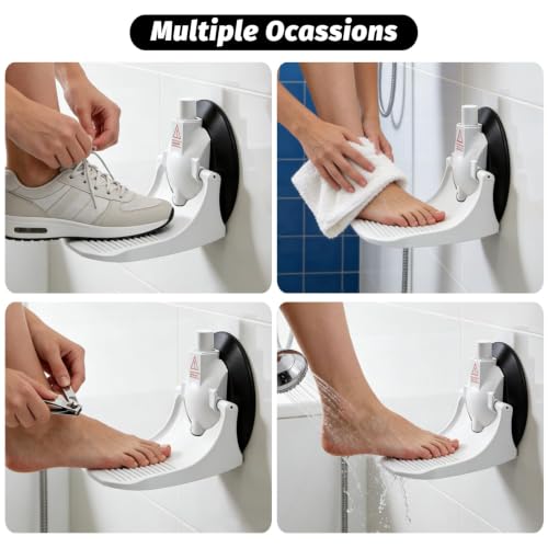 Shower Foot Rest with Wall Mounted Storage Holder for Shaving Leg & Cream
