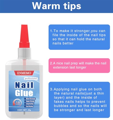 (2-in-1)20ml Nail Glue with Brush Applicator&Nozzle,Nail Tips,Press on Nail