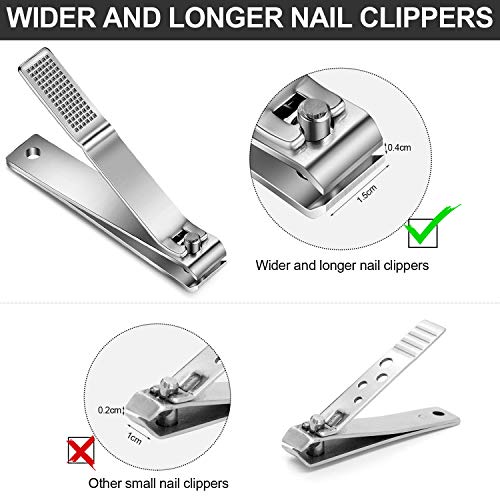Mudder 6 Pcs Large Toenail Clippers Straight Edge Cutters, Silver - color: Silver