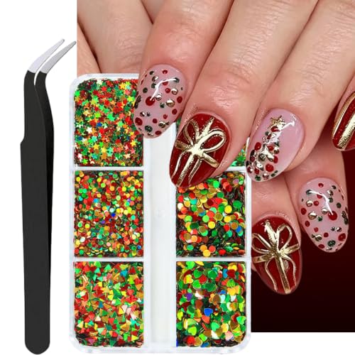 Christmas Nail Art Sequins Small Star Dots Triangle Metallic Glitter Flakes - color: Style02