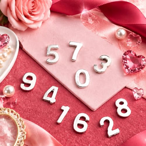 40 Pcs Silver Numbers Nail Charms Shiny Alloy Numbers Nail Rhinestones - color: Silver