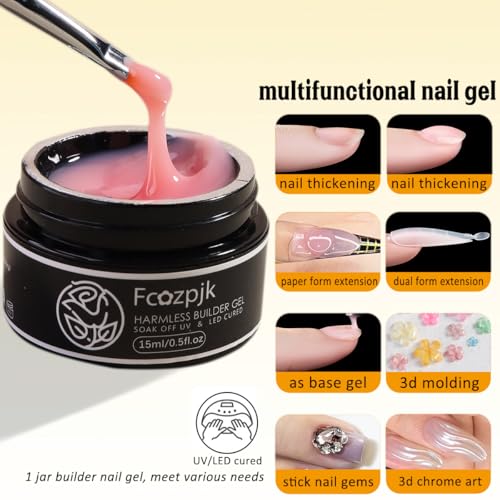 Fcozpjk Builder Gel for Nail Clear Milky White Nude Thickening Nail Gel Set - color: clear milky white nude pink