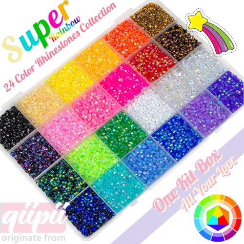 qiipii 24 Color Bedazzler Kit Full Grids 3mm Resin Bedazzled Rhinestones - color: Jelly Ab Rhinestones, size: 3mm