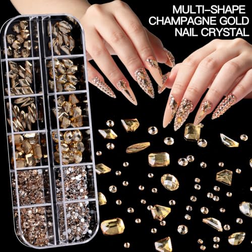 Teenitor Nail Kit with Nail Charms And Gems, Nail Art Brushes Nail Stand - color: Black