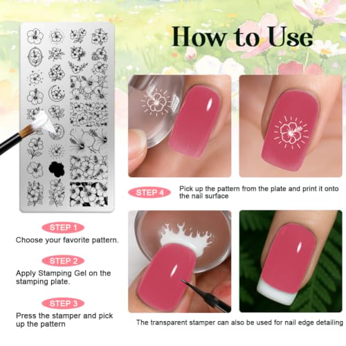 6 Sheets Nail Stamping Plate Romantic Florals Nail Art Stamp - color: Romantic Florals