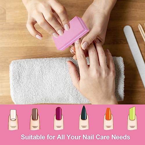 Nail Buffers (60 Pack), Buffer Block Nail File for Acrylic Nails and Natural Nails, 100/180 Grit Small Nail Buffer Block Bulk Buffing Blocks for Nail Buff Professional Manicure File Blocks Set Pink - size: 60 Pcs Buffer Blocks Pink