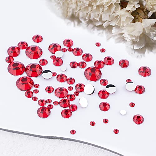 Canvalite 2518Pcs Nail Rhinestones Gems, 12 Styles 3D Glass Red Crystals Charms Shiny Multi Shape Flatback Rhinestones with Gems Picker and Tweezers for DIY Nail Art - color: Red, size: 12 Styles
