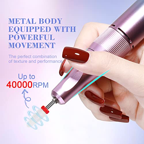 SAVILAND Electric Nail Drill 40000RPM Nail Drill Professional Machine with Nail Kit Portable Electric Nail File Electric for Nail Supplies Rechargeable Manicure Pedicure Salon Home - color: Bronze