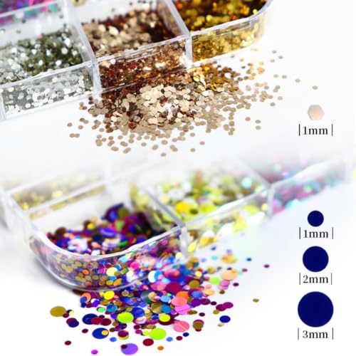 Nail Glitter Sequins Round Confetti Glitter Holographic Colorful Dot Flakes - color: W23