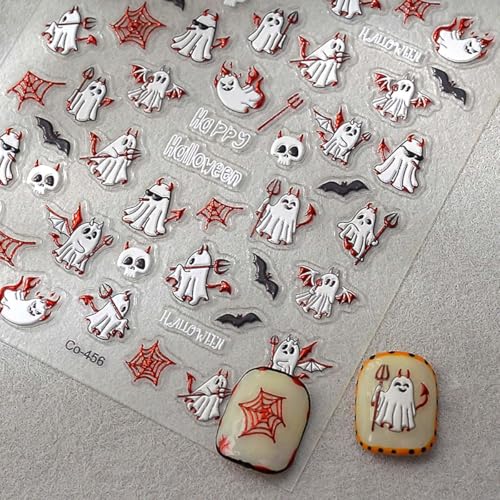 Halloween Ghost Nail Stickers Cute &Spooky Nail Decals - color: Color-39