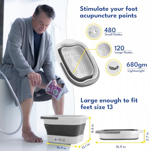 Collapsible Foot Soaking Tub, Foot Bath Soak Tub, Pedicure Spa Basin - color: White