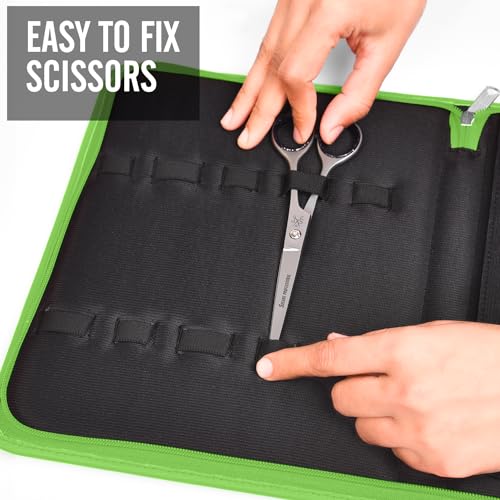 Case Holds 10 Grooming or Beauty Shears (GREEN) - color: GREEN