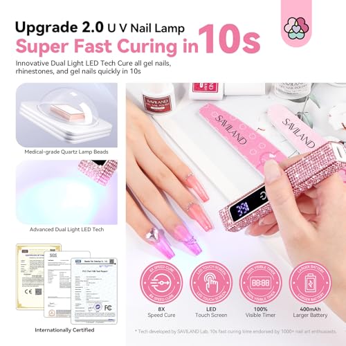 SAVILAND Mini Handheld U V Light for Gel Nails, Glitter Pink, 12W - color: C-Pink Diamond