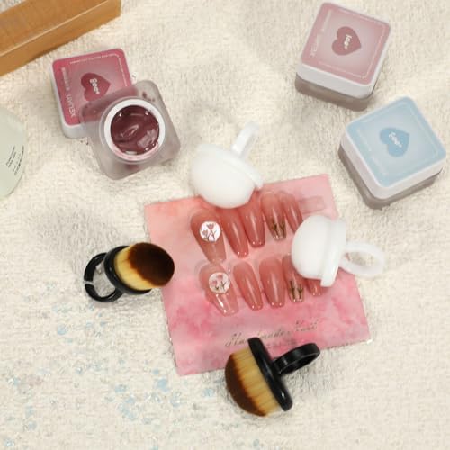 4Packs Nail Dust Cleaning Brush Ring,Soft Brushes for Clean Up Fingernails and Toenails Small Portable Nail Scrubber Brush Nail Duster Tools for Manicure and Pedicure (black and white) - color: black and white