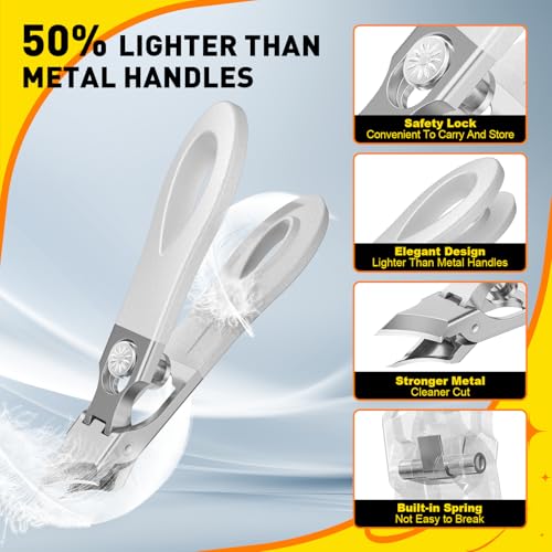 Toenail Clippers for Thick Toenails, Wide Jaw Opening Nail Clippers for Men - size: Slanted & Curved 3pcs