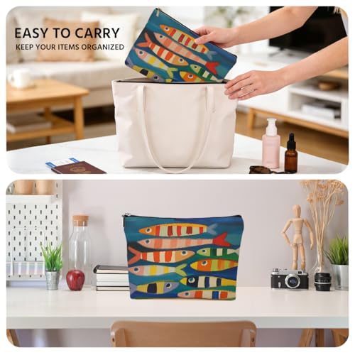 JIUWEIHU Fish Makeup Bag, Sea Animals Cosmetic Bags Travel Organizer Bag - color: Multicolor 0065