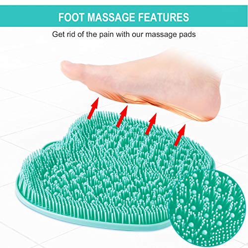 BESKAR XL Larger Shower Foot Scrubber Mat with Non-Slip Suction Cups - color: Green