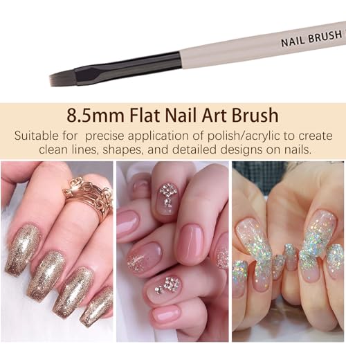 Flat Nail Clean Up Brush, Cleaning Polish Mistake On The Cuticles, Acetone Manicure Brush for Builder Gel | French Tips | Salon & Home Use | Nail Artists & DIY Enthusiasts - color: Flat - Polish Clen Up Brush