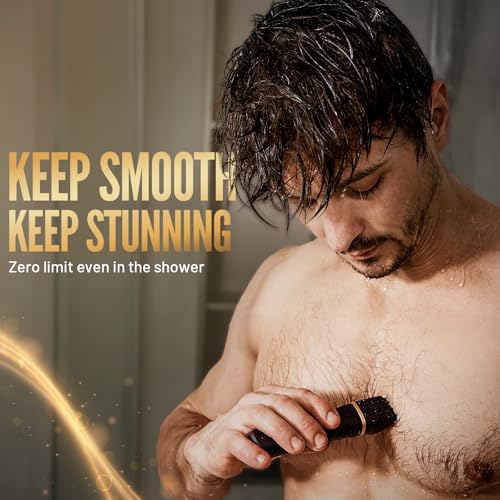 Risina Body Trimmer for Men, 2-in-1 Groin & Body Hair Trimmer, IPX7 Waterproof Electric Razor, Ball & Pubic Hair Trimmer for Private Areas, Ceramic Blade Body Shaver, Rechargeable Grooming Kit - color: Black