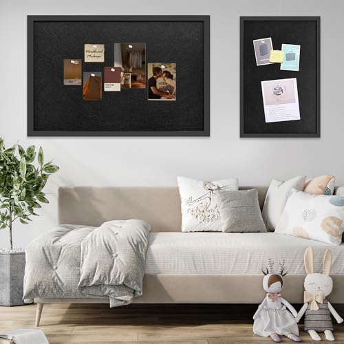 13.3"x17.7" Black Framed Black Linen Bulletin Board, Pin Board - color: Black, size: 13.3" x 17.7"