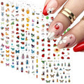 30 Sheets Insect Nail Stickers Fall Flower Butterfly Nail Decals - color: Style-09
