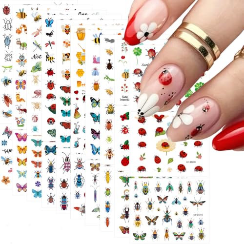 30 Sheets Insect Nail Stickers Fall Flower Butterfly Nail Decals - color: Style-09
